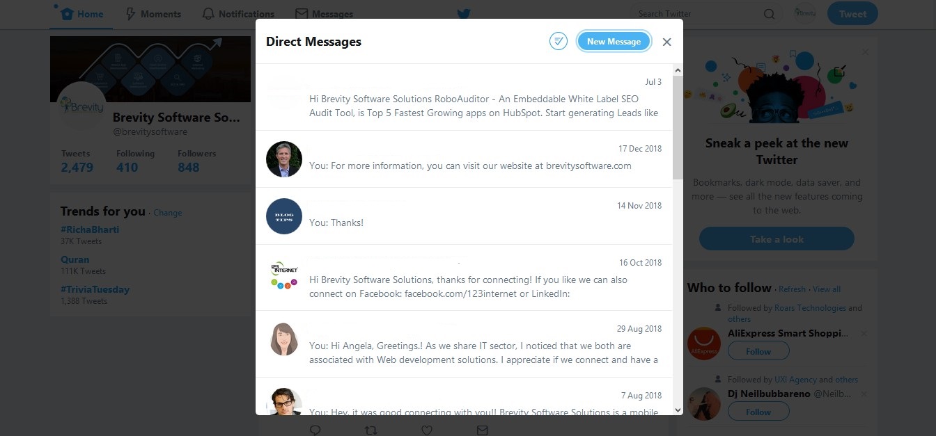 Direct messages old UI